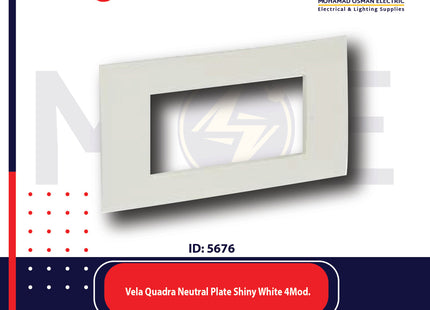 Legrand Vela Quadra Neutral Plate Shiny White 4module | 011685642 | بلاك اببض لميع