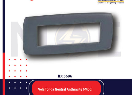 Legrand Vela Tonda Neutral Cover Plate Black/ Dark Gray/ Anthracite 6module | 011685817 | بلاك اسود فحمي