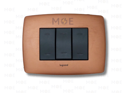 Legrand Vela Tonda Plastic Striped Metal Plate Copper 3module | 011685847 | بلاك بلاستيك معدن مخطط نحاسي