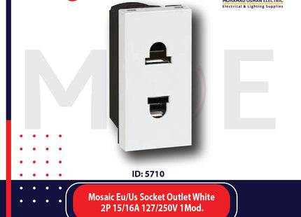Legrand Mosaic Euro American Socket Outlet White 2P 15/16A 127/250V 1module | 01174101 | بريز امريكي اوروبي ابيض
