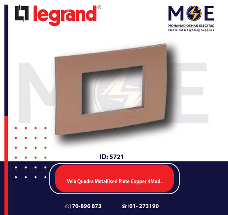 Legrand Vela Quadra Metallised Plate Copper 4module | 011685772