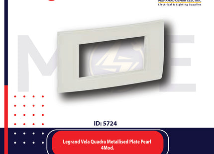 Legrand Vela Quadra Metallised Plate Pearl 4module | 011685757 | بلاك لولو ممعدن