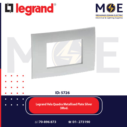 Legrand Vela Quadra Metallised Plate Silver 3module | 011685746