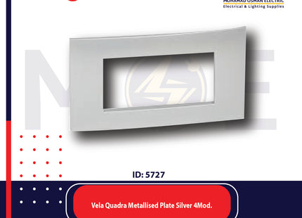 Legrand Vela Quadra Metallised Plate Silver 4module | 011685747 | بلاك فضي ممعدن