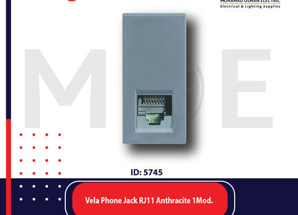 Legrand Vela Telephone Socket | Phone Jack RJ11 Black/ Dark Gray/ Anthracite 1Module | 11682787 | بريز تلفون اسود فحمي