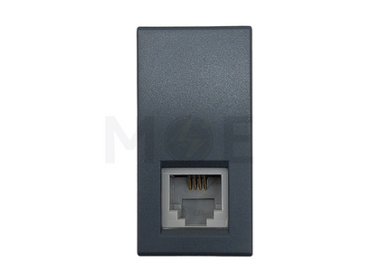 Legrand Vela Telephone Socket | Phone Jack RJ11 Black/ Dark Gray/ Anthracite 1Module | 682787