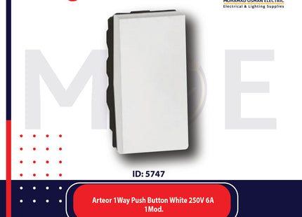 Legrand Arteor 1Way Push Button White 250V 6A 1Module | 11572000 | كباس ابيض