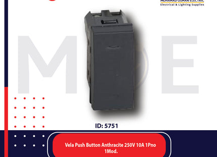 Legrand Vela Push Button Anthracite 250V 10A 1Pno 1Module | 11683079 | كباس اسود فحمي