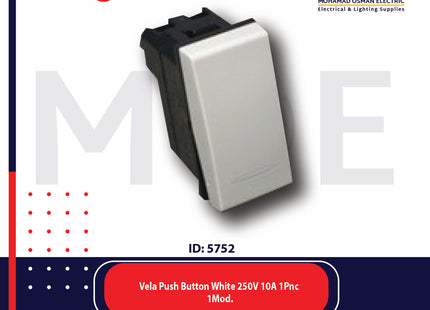Legrand Vela Push Button White 250V 10A 1Pnc 1Module | 11687006 | كباس ابيض