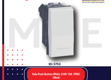 Legrand Vela Push Button White 250V 10A 1PNO 1Module | 11687005 | كباس جرس ابيض
