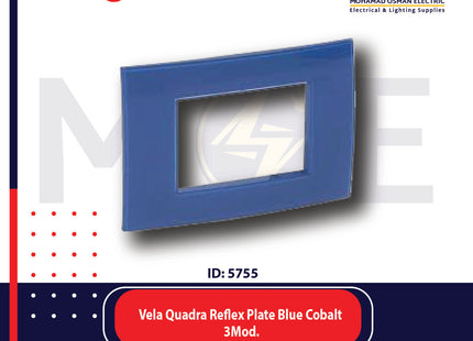 Legrand Vela Quadra Reflex Plate Blue Cobalt 3module | 011685656 | بلاك رفلكس ازرق كوبالت