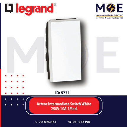 Legrand Arteor Intermediate Reversing Switch White 250V 10A 1Module | 11572008