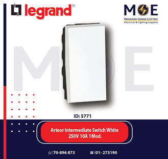 Legrand Arteor Intermediate Reversing Switch White 250V 10A 1Module | 11572008 | مفتاح تربل دركسيون ابيض