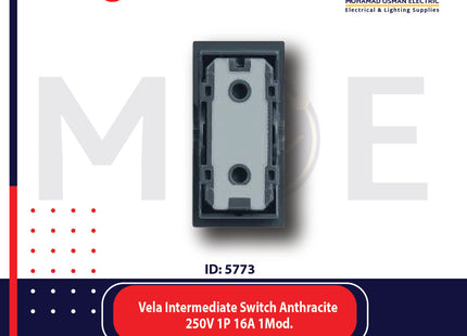Legrand Vela Intermediate Reversing Switch Anthracite 250V 1P 16A 1Module | 11682743 | مفتاح تربل دركسيون اسود فحمي بلا غطا