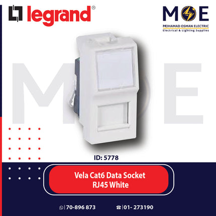 Legrand Vela Cat6 Data Socket RJ45 White | 011687085