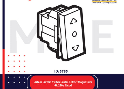 Legrand Arteor Curtain Switch Center Retract Magnesium 6A 250V 1module | 11572701 | كباس ستور مغنيسيوم