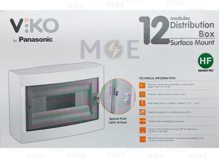 Viko IP40 Surface Mount Distribution Board Smoked Door 310x210x101mm 1Rx12module 12module | 90912112 veko12ds | تابلو بلاستيك ظاهر غطا مفيم