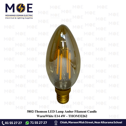 Thomson LED Lamp Amber Filament Candle WarmWhite E14 4W | THOM32262