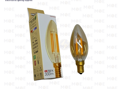 Thomson LED Lamp Amber Filament Candle WarmWhite E14 4W | THOM32262 | لمبة ليد برم سن رفيع فيلامنت شمعة عسلي ورم وايت