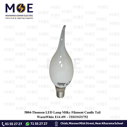 Thomson LED Lamp Milky Filament Candle Tail WarmWhite E14 4W | THOM31752