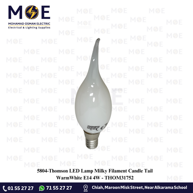 Thomson LED Lamp Milky Filament Candle Tail WarmWhite E14 4W | THOM31752