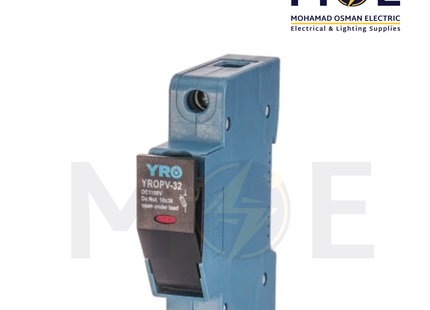 YRO Din Fuse Holder 32A 1000VDC 1P 1module | PV-32B 1000VDC 1P 32A | دجنتور بيت فيوز مفرد - حامل فيوز على سكة دين - قاعدة فيوز