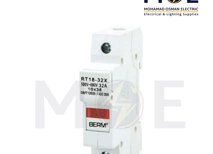 YRO Din Fuse Holder With Indicator 32A 690VAC 1P 1module | PV-32B AC 1P 32A | دجنتور بيت فيوز مفرد مع ضو - حامل فيوز على سكة دين - قاعدة فيوز