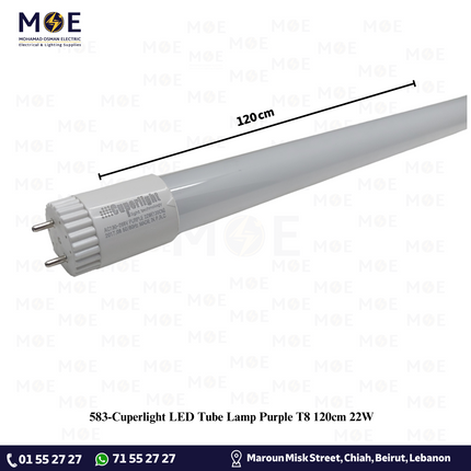 Cuperlight LED Tube Lamp Purple T8 120cm 22W