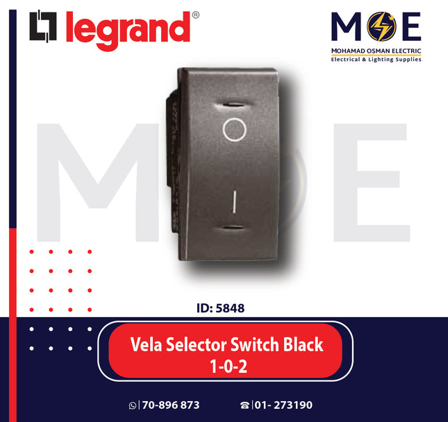 Legrand Vela Selector Switch Black 1-0-2 | 11682744