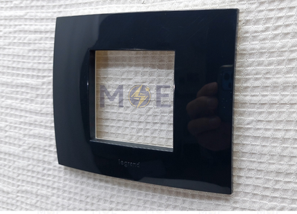 Legrand Vela Quadra Reflex Plate Glossy Black 2module | 011685645 | بلاك رفلكس اسود لميع