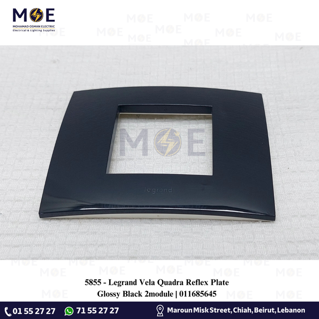 Legrand Vela Quadra Reflex Plate Glossy Black 2module | 011685645 | بلاك رفلكس اسود لميع