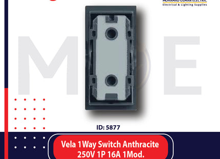 Legrand Vela 1Way Switch Anthracite / Dark Gray / Black 250V 1P 16A 1module | 11682729 | مفتاح مفرد اسود فحمي