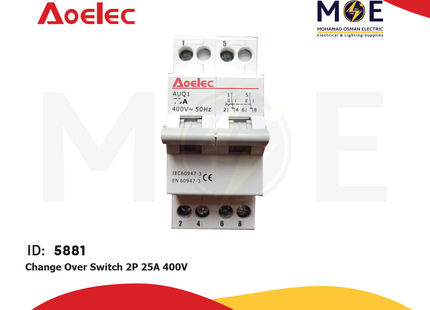 Aoelec Change Over Switch 2P 25A 400V | AUQ1-2P 25A | دجنتور هاوس - قاطع تحويل كهرباء