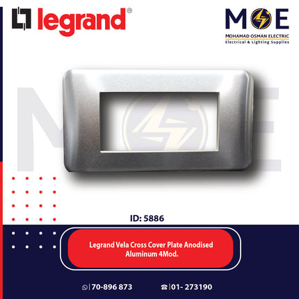 Legrand Vela Cross Cover Plate Anodised Aluminum 4module | 011680564