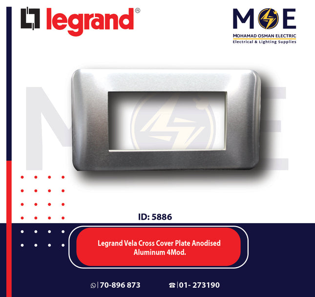 Legrand Vela Cross Cover Plate Anodised Aluminum 4module | 011680564