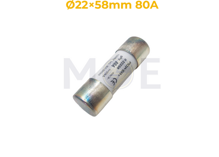 Power+ Ceramic Tube Fuse Ø22×58mm 80A 1500V DC 20kA gPV فيوز بورسلين