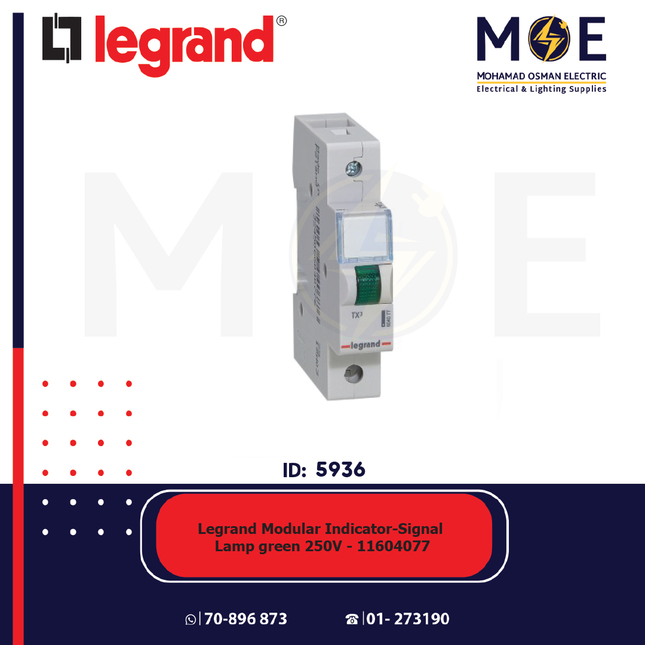 Legrand Modular Indicator / Signal Lamp Green 230V AC | 011604077