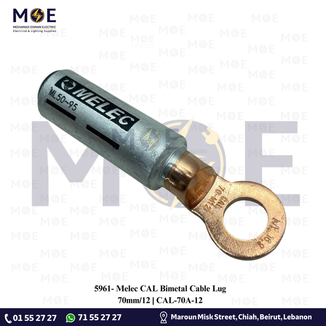 Melec CAL Bimetal Cable Lug 70mm/12 | CAL-70A-12