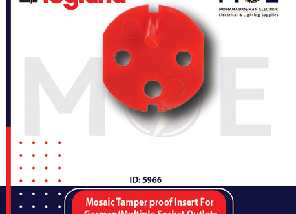 Legrand Mosaic Tamper proof Insert For German/Multiple Socket Outlets | 01150299 | شاتر بريز الشوكو احمر