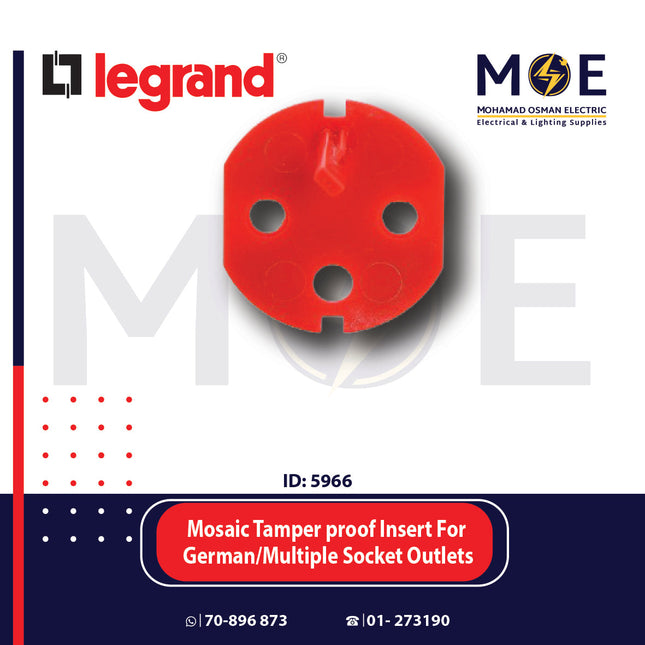 Legrand Mosaic Tamper proof Insert For German/Multiple Socket Outlets | 01150299 | شاتر بريز الشوكو احمر