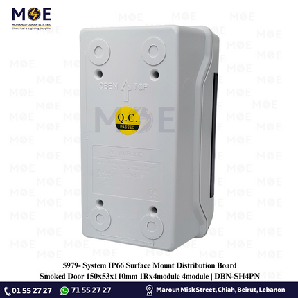 System IP66 Surface Mount Distribution Board Smoked Door 150x53x110mm 1Rx4module 4module | DBN-SH4PN