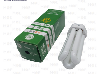 General Electric Biax T Economic CFL Pin Lamp WarmWhite 827 3U 2Pin G24-d 26W | لمبة شك توفير ورم وايت