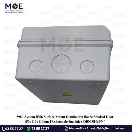 System IP66 Surface Mount Distribution Board Smoked Door 150x110x110mm 1Rx6module 6module | DBN-SH6PN