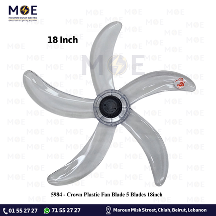 Crown Plastic Fan Blade 5 Blades 18inch