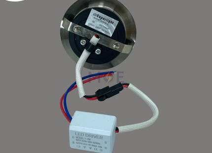 CuperLight LED Downlight/ Panel Light Chrome Ceiling Flush Mounted Fix Circular WarmWhite 6cm 3W | AK-149Y 3W | سبوت ليد مدور رقيق مخفي كروم ثابت مغشى ورم وايت