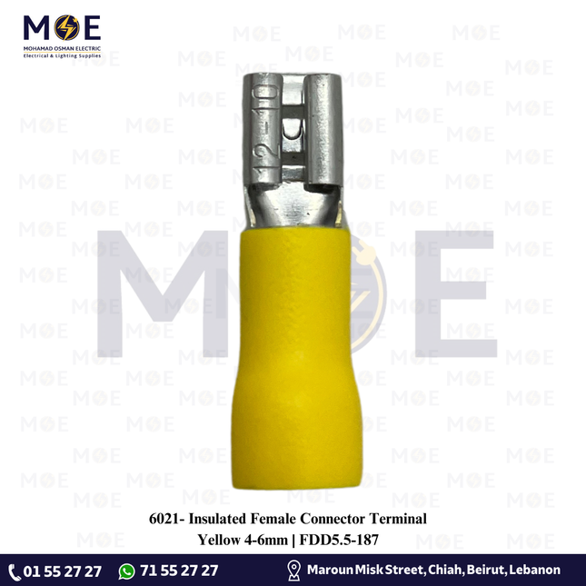 Insulated Female Connector Terminal Yellow 4-6mm | FDD5.5-187