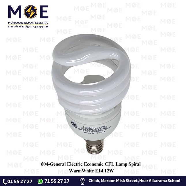 General Electric Economic CFL Lamp Spiral WarmWhite E14 12W