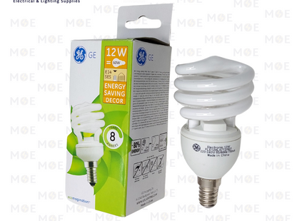 General Electric Economic CFL Lamp Spiral WarmWhite E14 12W | لمبة توفير برم حلزون ورم وايت
