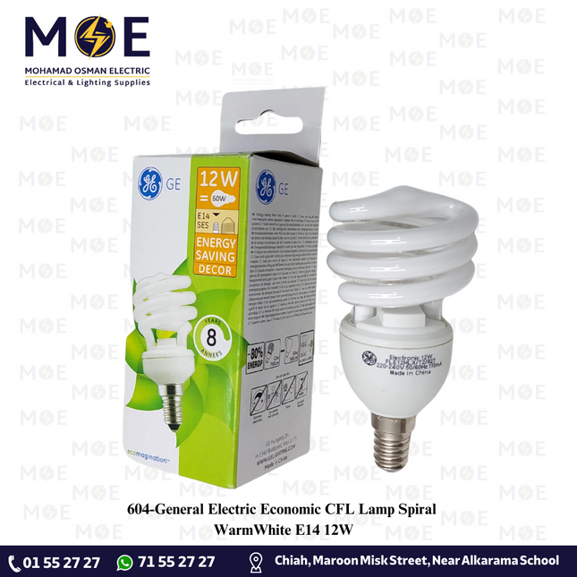 General Electric Economic CFL Lamp Spiral WarmWhite E14 12W