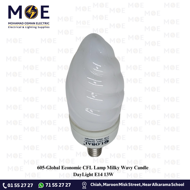 Global Economic CFL Lamp Milky Wavy Candle DayLight E14 13W